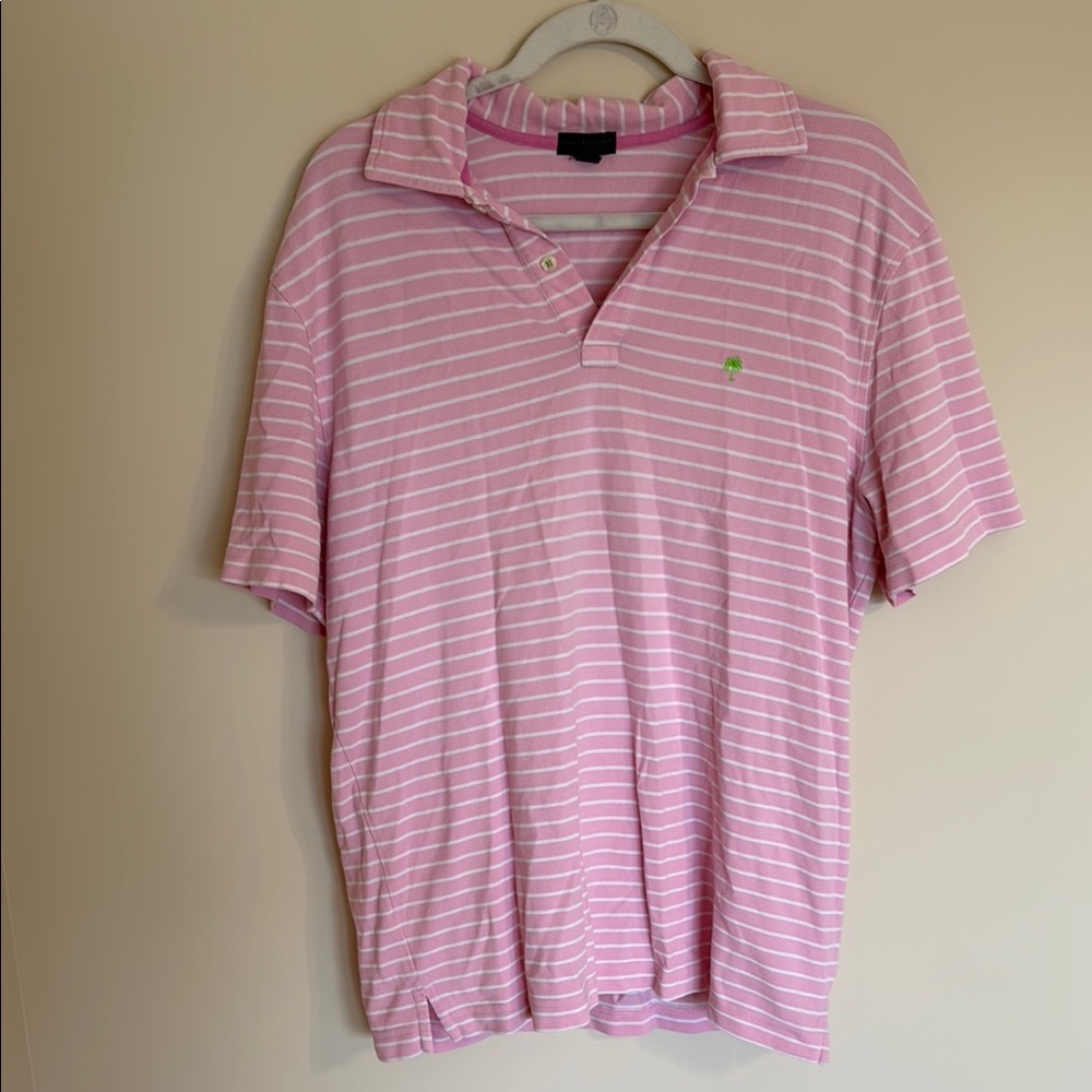 Lilly Pulitzer Pink Stripe Polo Shirt SZ MED